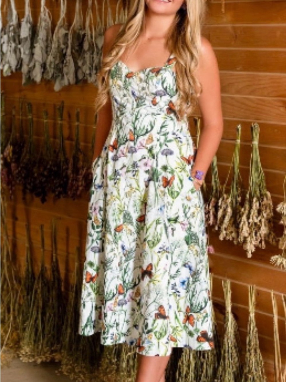 Avec Les Filles White Floral & Butterfly Maxi Dress - Picture 4 of 14